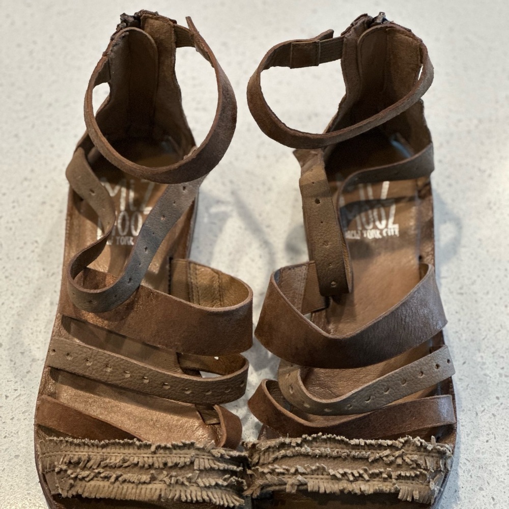 Miz Mooz Strappy Brown Sandals Size 8.5